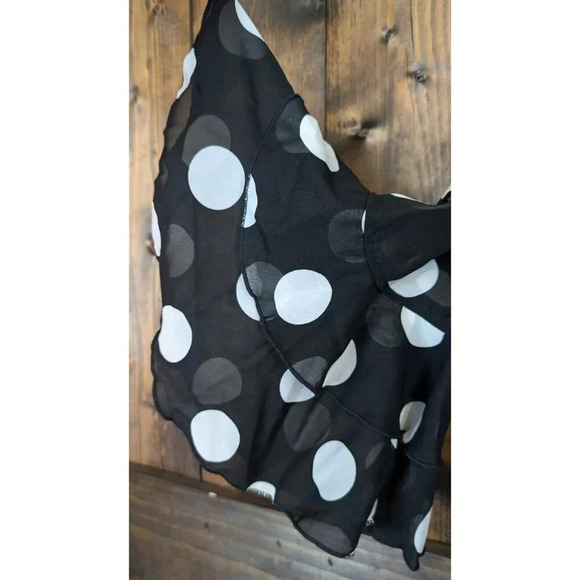Est. 1946 Polka Dot Blouse Sz 14/16 Black Long Sheer Flouncy Sleeve Ruffled NEW - Picture 3 of 9